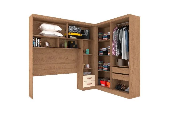 Roupeiro Modulo Canto e Cama Box Raney - Foto 4