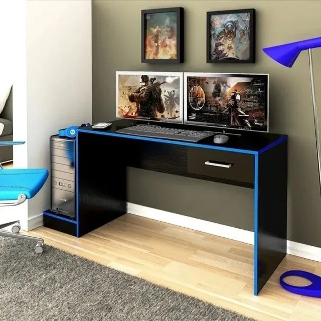 Promoção Mesa Gamer Preta com Vermelho - Padrao 