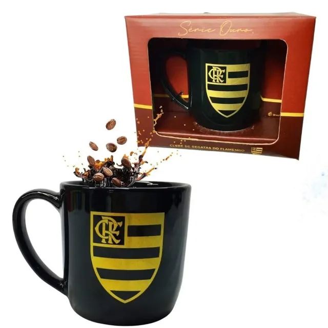 Caneca Oficial Flamengo Série Ouro 300ml Porcelana