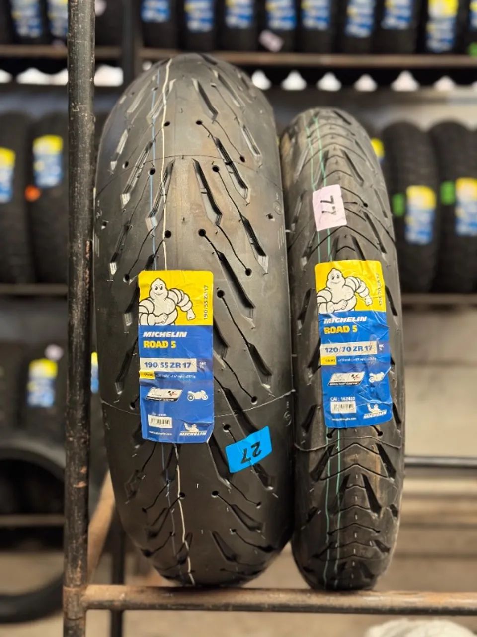 チソン Par de Pneu Michelin Road 5 190/55-17 e 120/70-17 CB1000/Z1000