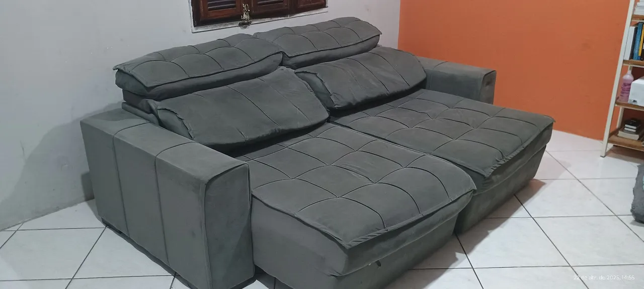Sofá Retrátil 4 Lugares Cinza