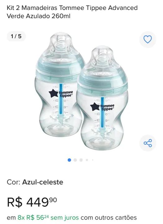 Kit Mamadeiras Tommee Tippee Advanced 260ml - Verde Azulado