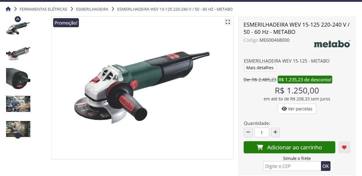 Esmerilhadeira Wev Metabo 5 Polegadas - Foto 5