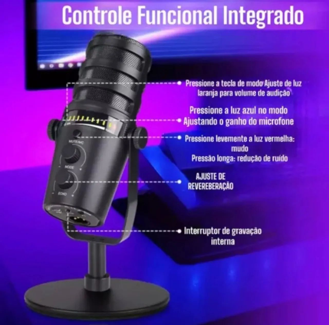 Microfone condensador MT-1080R gravação para lives Tomate - Foto 2