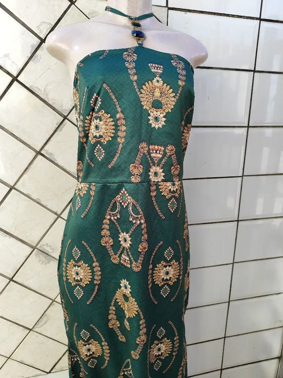 Vestido Longo Verde Estampado - Foto 3