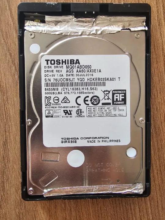Hd externo toshiba 500GB criado com case - Foto 2
