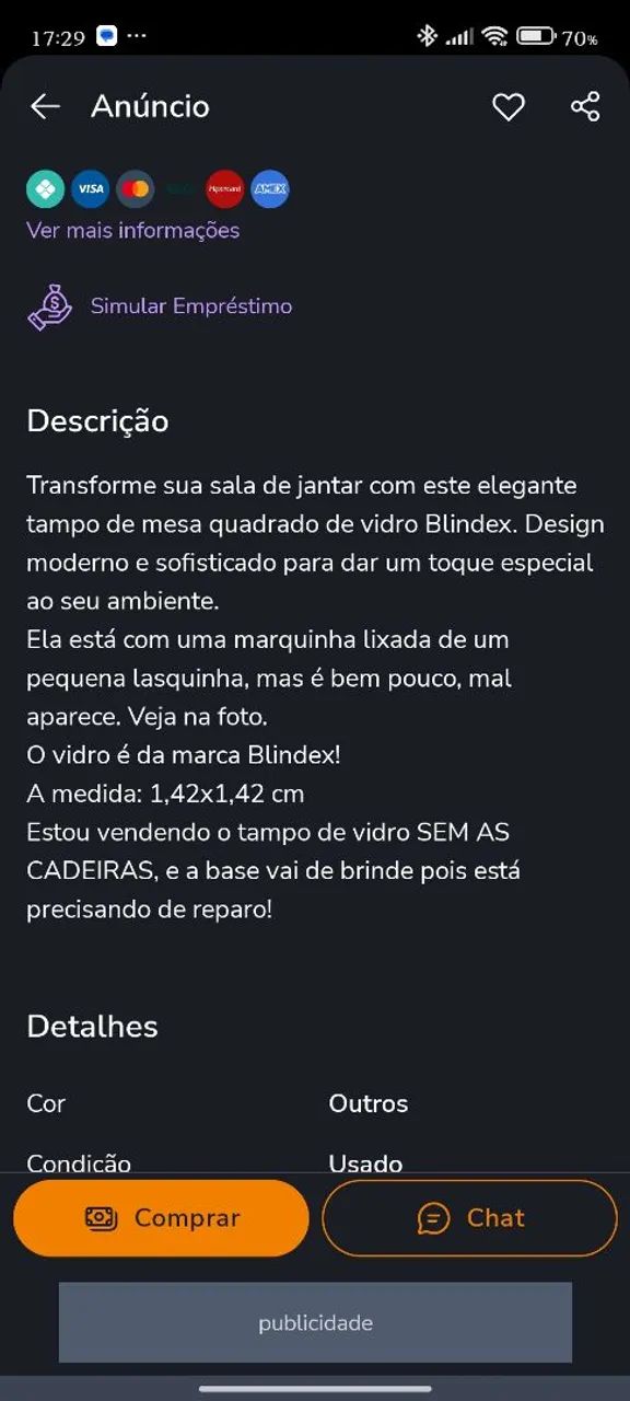 Tampo de mesa vidro temperado 1.42x1.42 espessura de 10mm - Foto 5