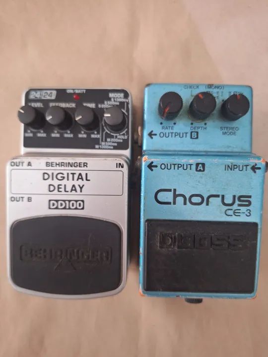 Kit Pedal de Efeito Behringer DD100 Digital Delay e Boss CE-3 Chorus