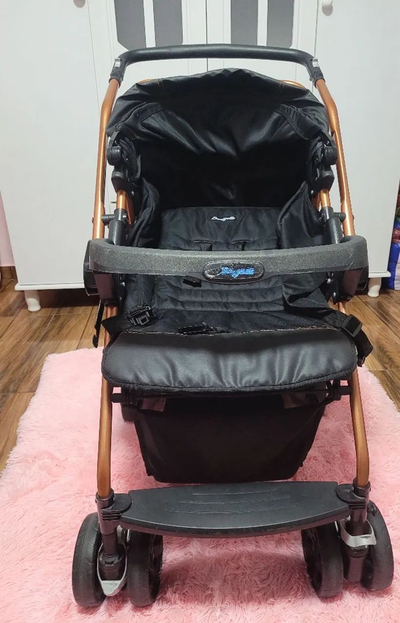 Carrinho de Bebê com Bebê Conforto Rio K Preto Cobre - Burigotto