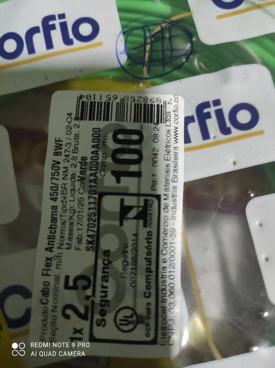 Cabo Flex Antichama 2,5mm 450/750V BWF - 100m
