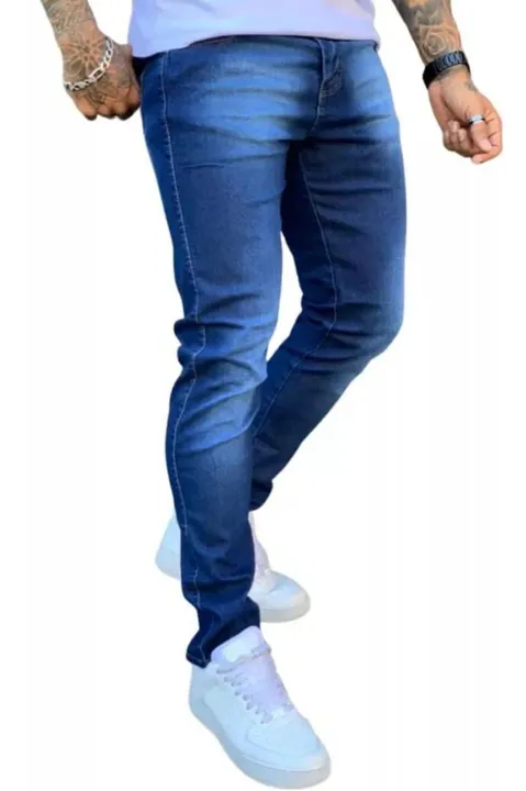 Calça Jeans Masculina Azul preta pontuação disponível do 36 ao 46