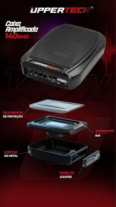 CAIXA AMPLIFICADA SUBWOOFER SLIM UPPERTECH 140W RMS