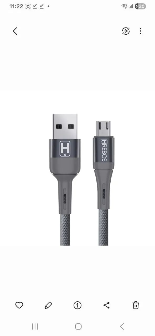 Cabo para celular, Hrebos Original, 1m, V8, Tipo-c, Lightning (Novo) - Foto 3