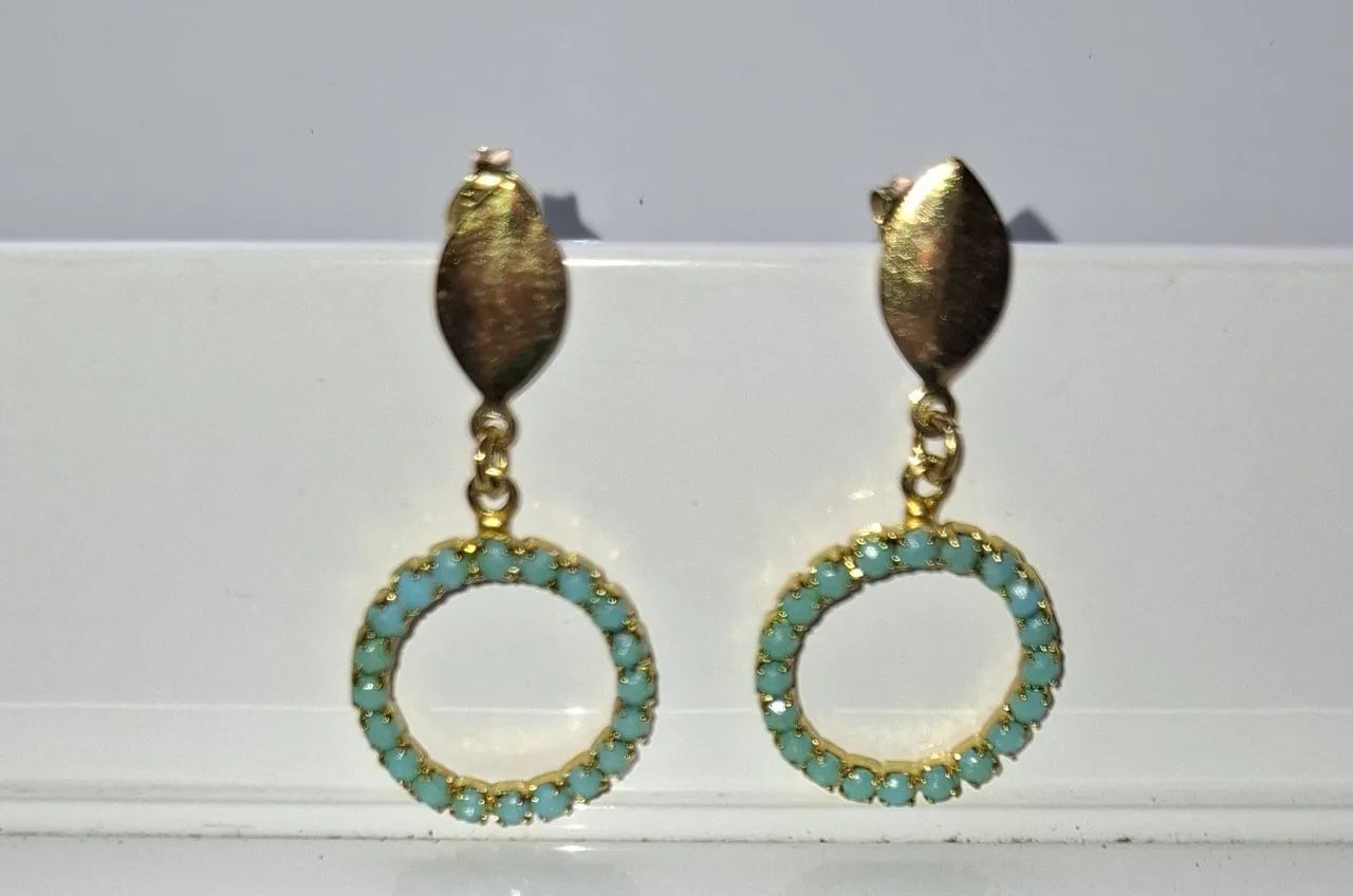 Brincos Azul e Dourado - Foto 3