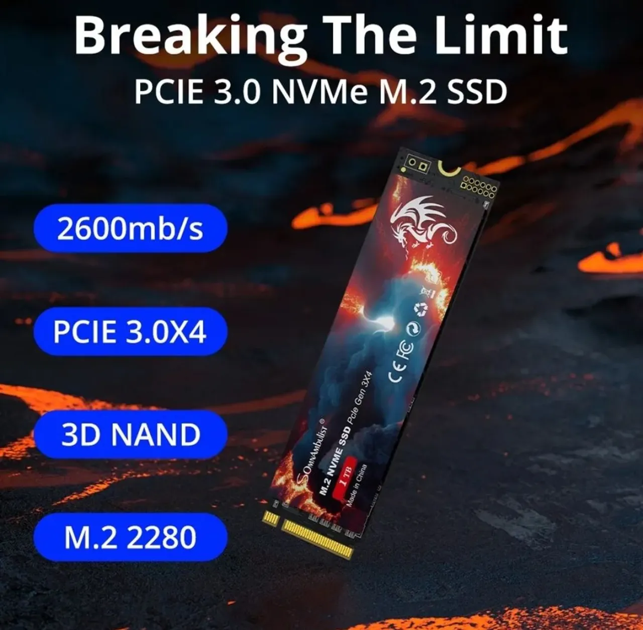 SSD NVMe M.2 256gb PCIe 3.0 - 2600MB/s