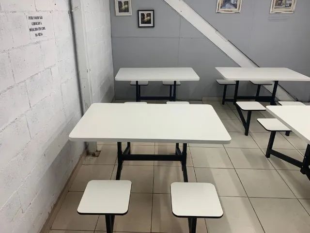 Mesa para refeitorio-bancos acoplados-4 lugares - Foto 2