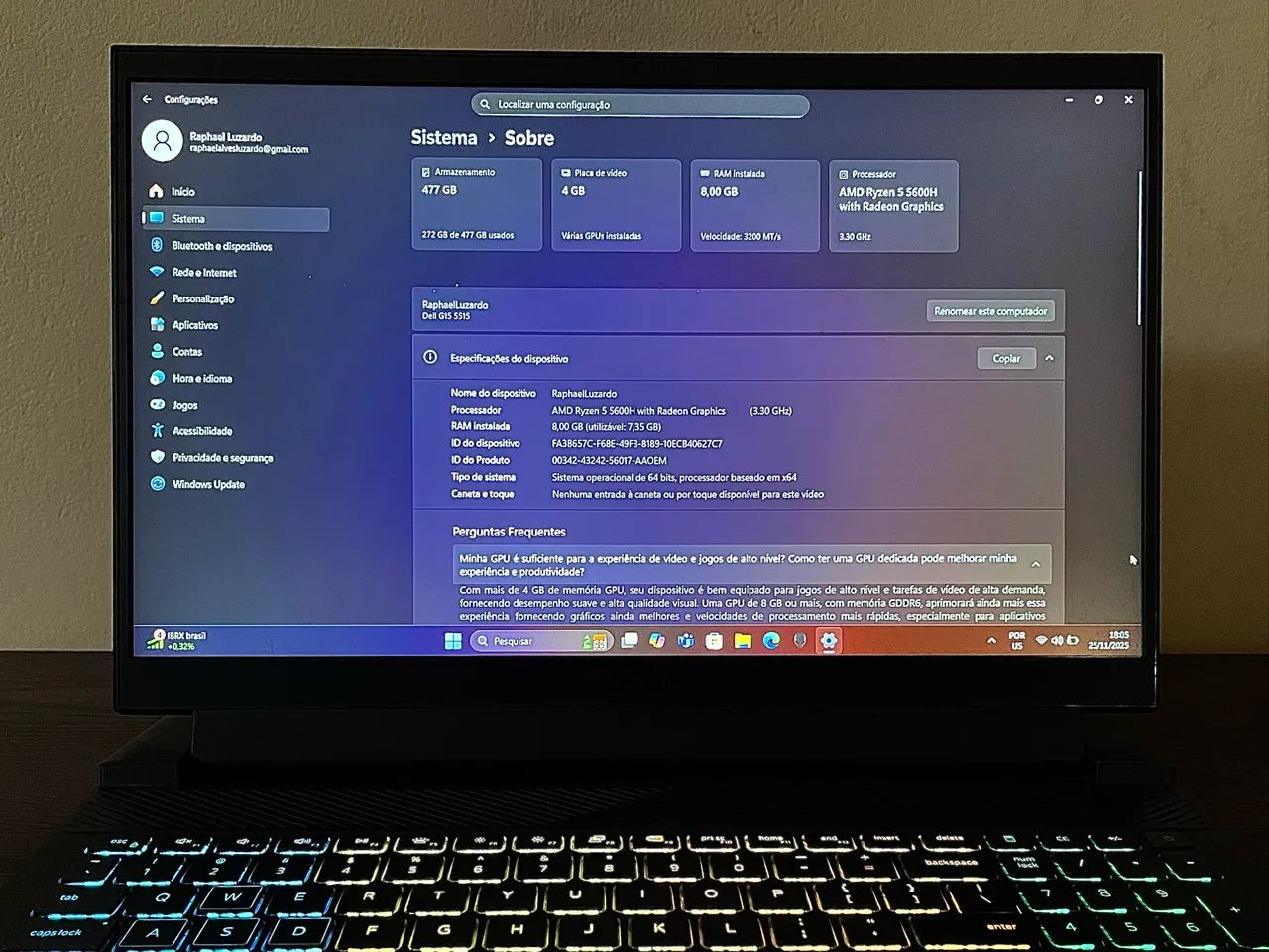  Dell G15 Gamer Ryzen 5 + RTX 3050 + Mochila Dell Gaming 17 - Foto 3