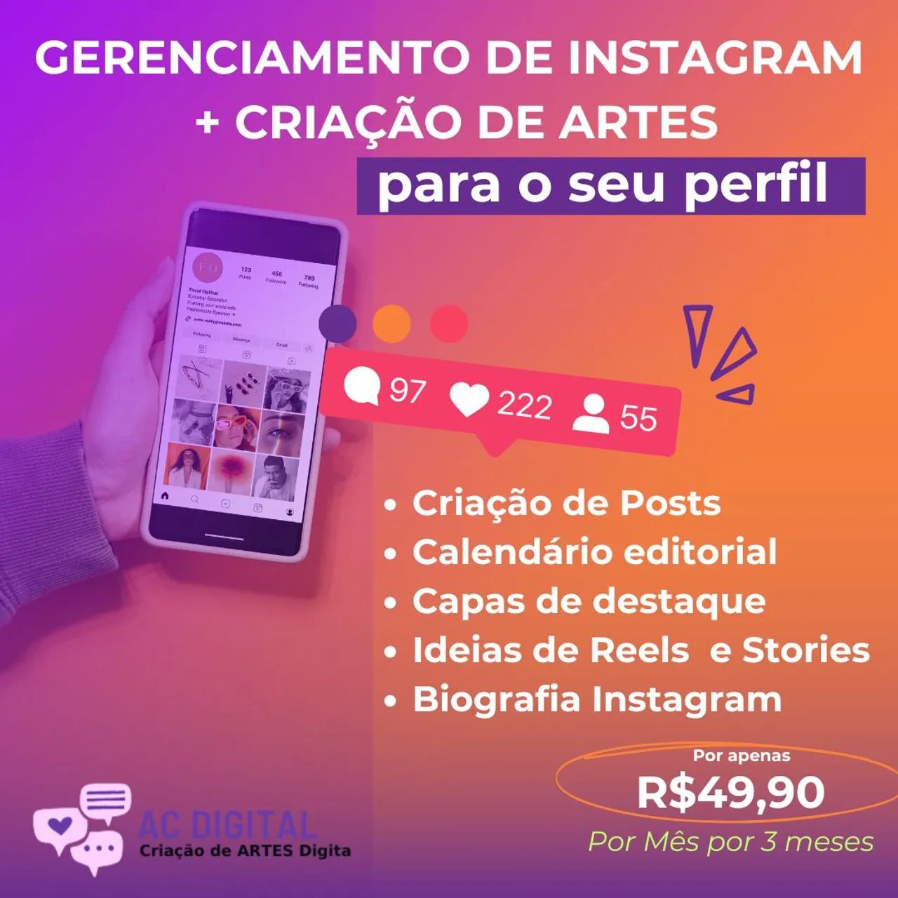 Gerenciamento de Instagram + Criação de Artes