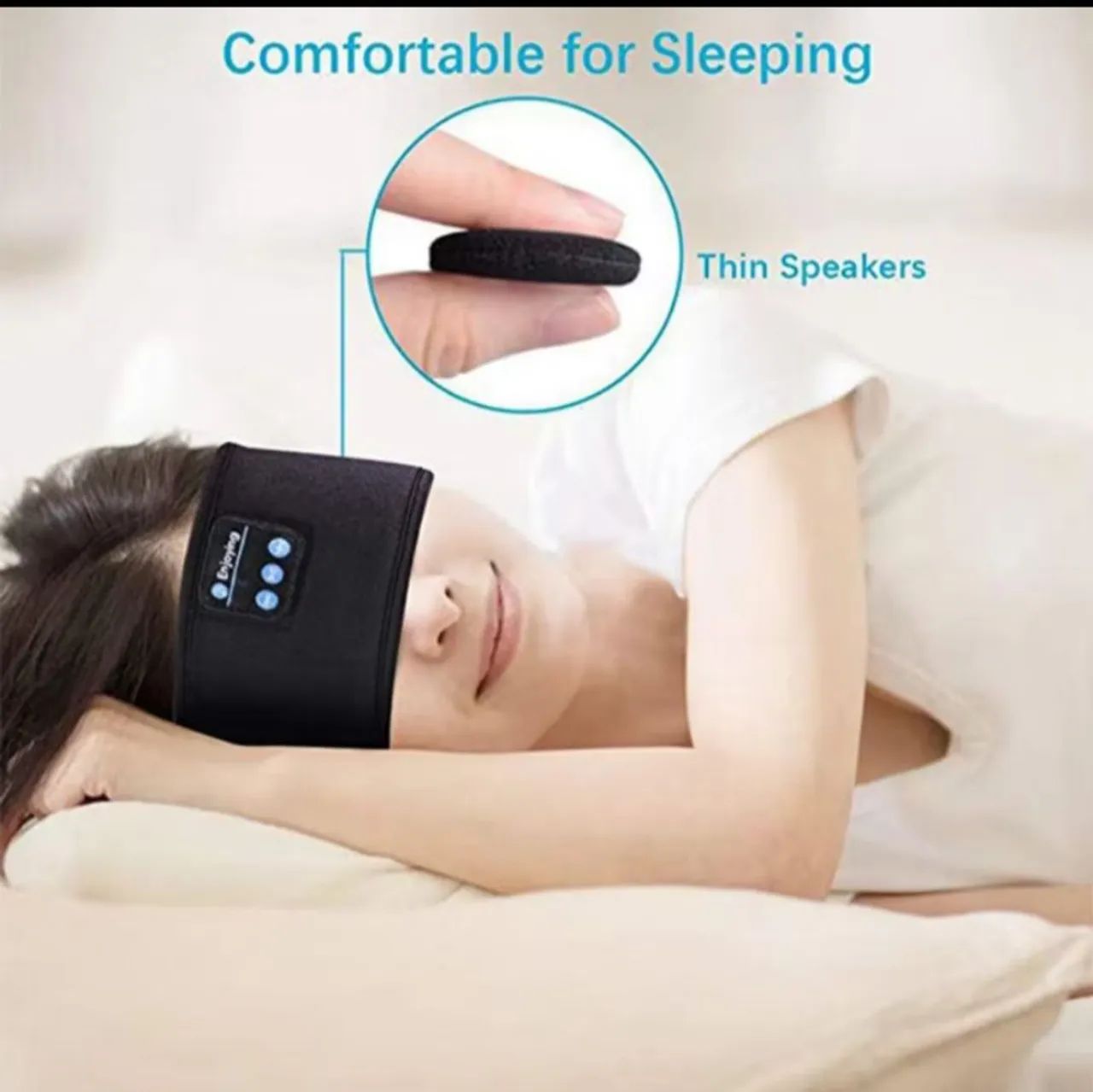 Fone de ouvido Bluetooth com bandana cor preta para sono e várias atividades. - Foto 6