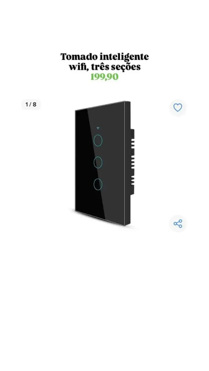 Tomada inteligente wifi, três seções