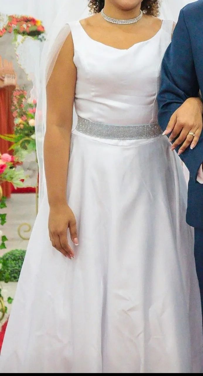 Vestido de noiva branco - cetim bucol - Foto 4