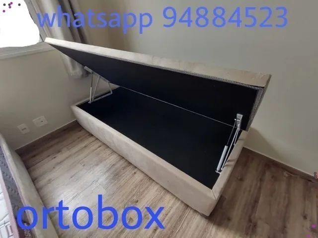 Cama box Baú solteirão com pistões hidraulicos