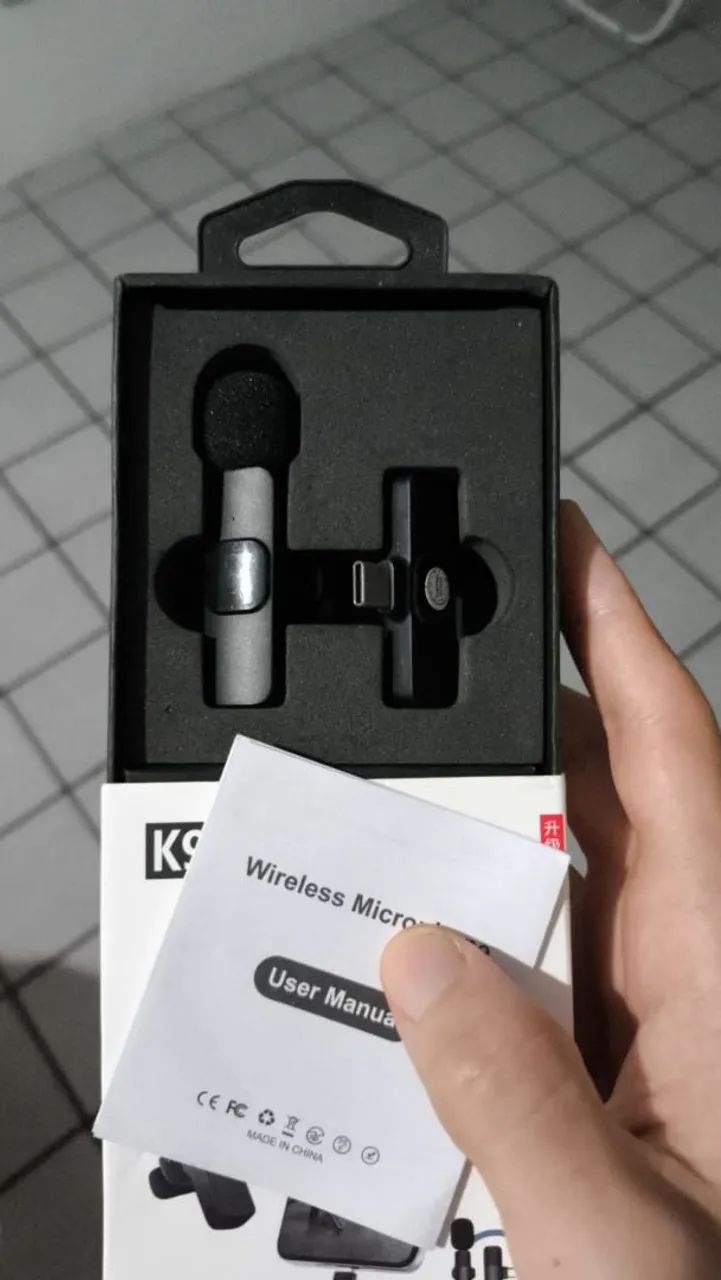 Microfone sem fio K9 - entrada USB-C
