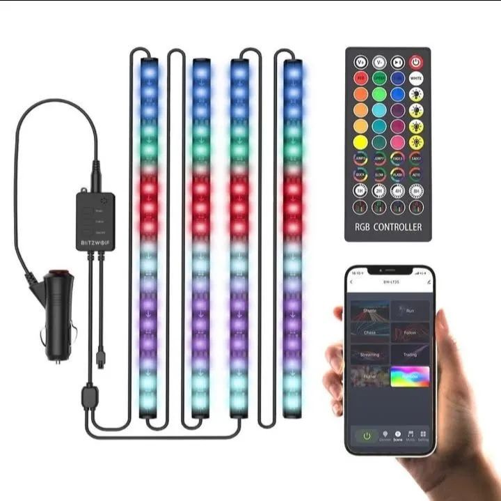 KIT LED AUTOMOTIVO RGBIC BLUETOOTH IMPORTADO, MARCA BLITZWOLF - Foto 2
