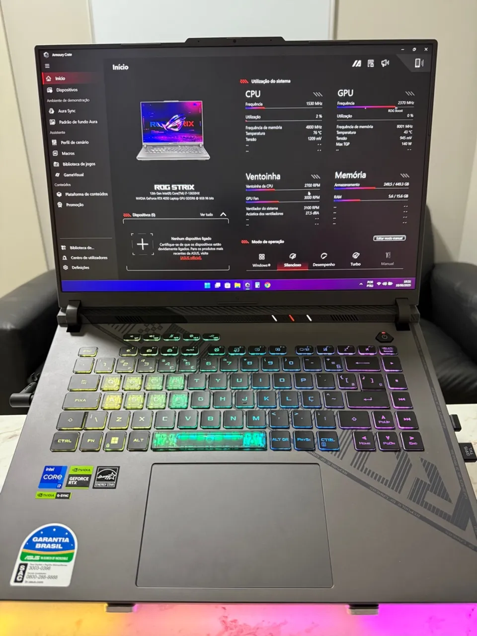 Notebook Gamer ASUS ROG 16 STRIX com Intel i7 13650HX e RTX 4050 - Novo!