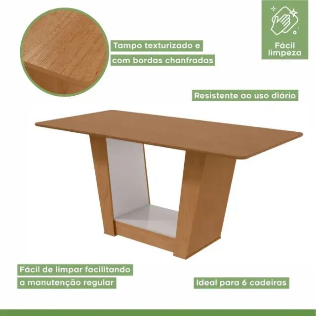 Mesa de Jantar 6 Cadeiras Com Tampo na cor Creme - Foto 2