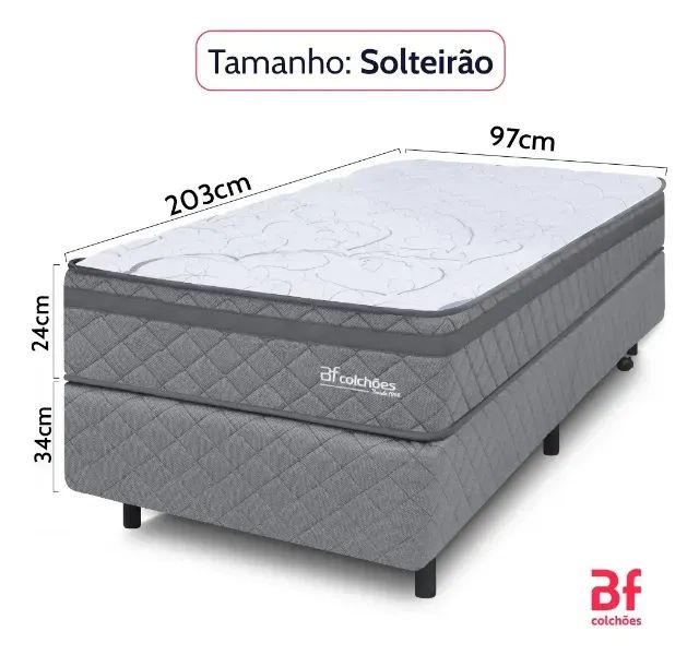 Cama Box Colchão Solteirão (Viúva)