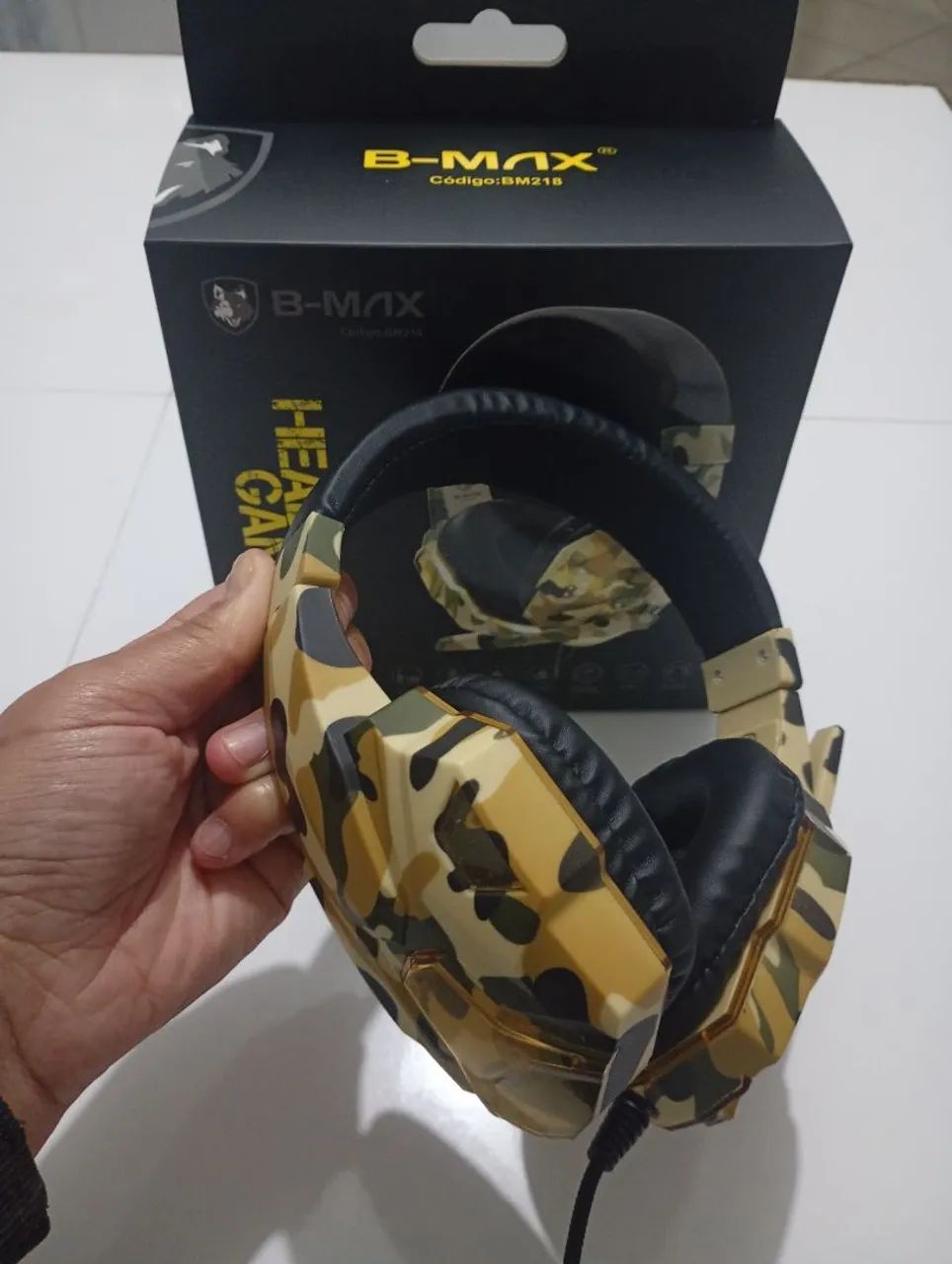 Fone De Ouvido Headset Gamer Led P/ Celular Pc Ps4 Camuflado - Foto 4