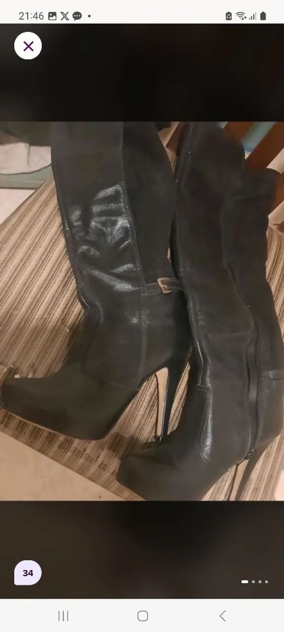 Bota cano alto de couro 