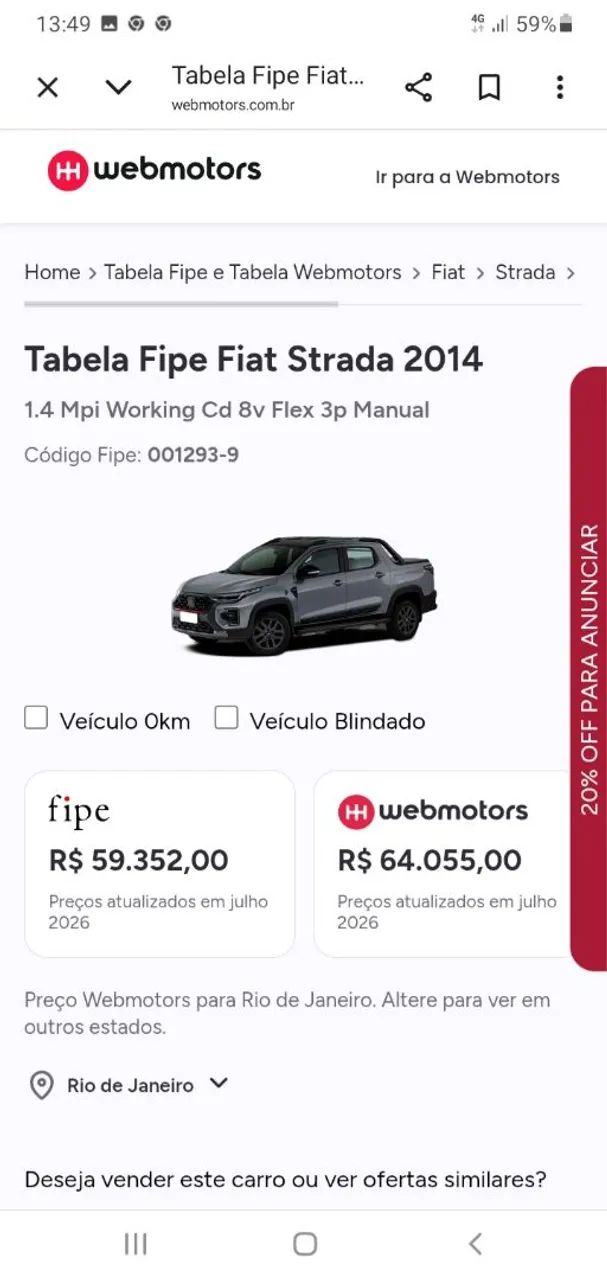 Fiat Strada Working 1.4 MPI Fire Flex 8V CD 2014
