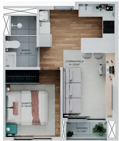 PLANTA 32m²