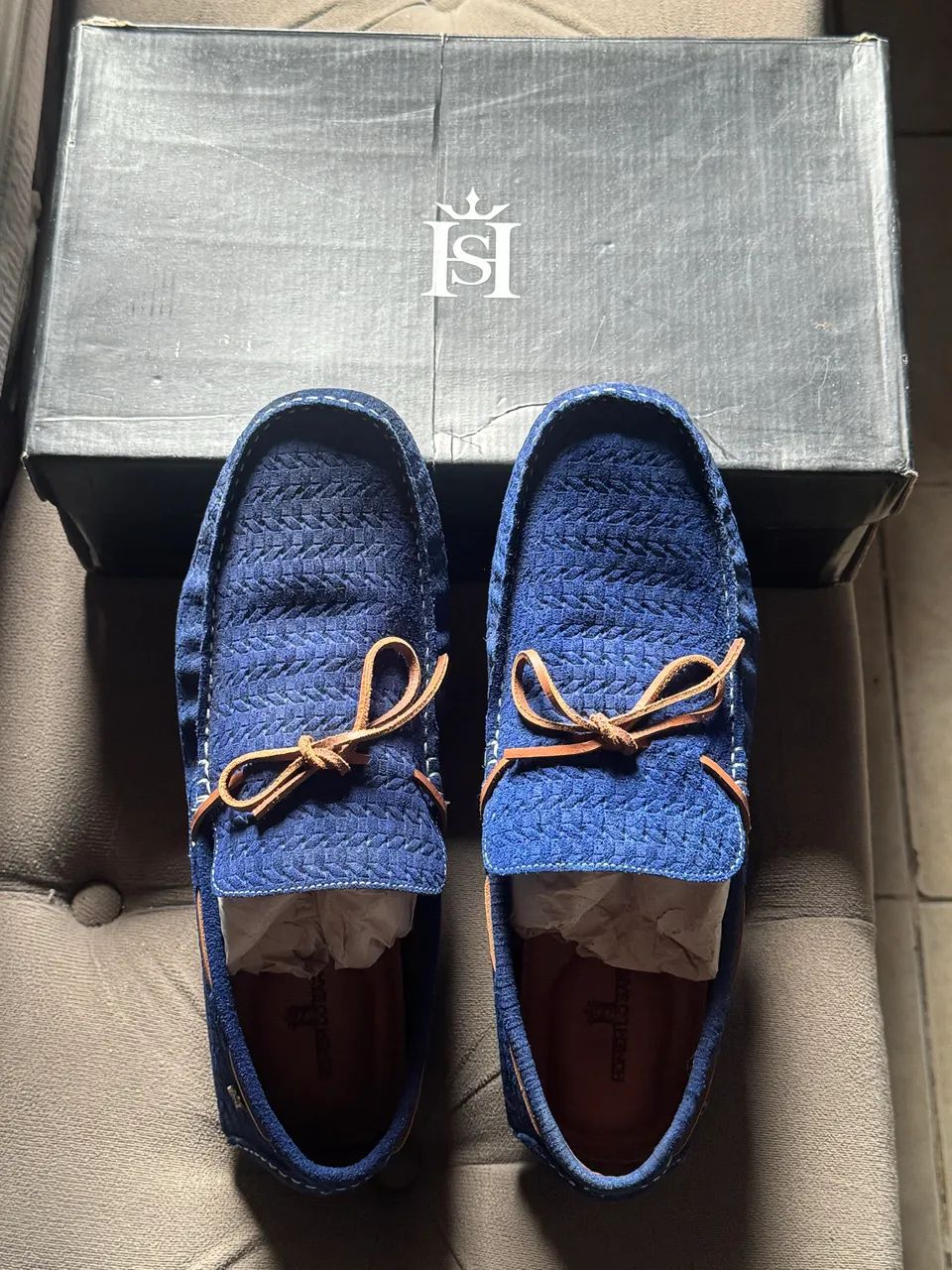 Mocassim Masculino Azul em Camurça HS - Foto 2