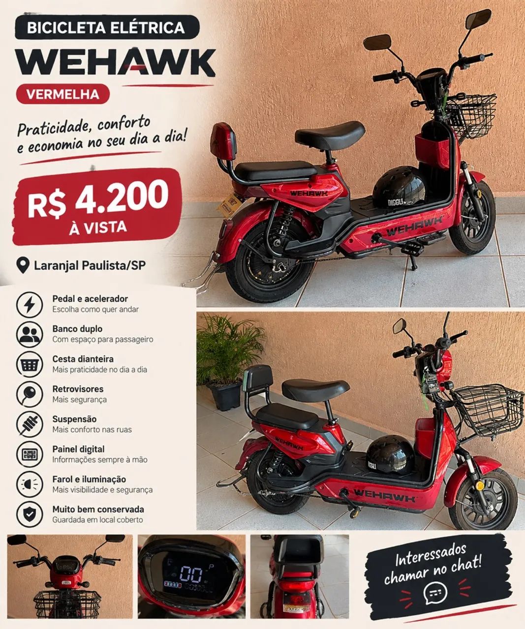 Bicicleta Elétrica WeHawk - Foto 4
