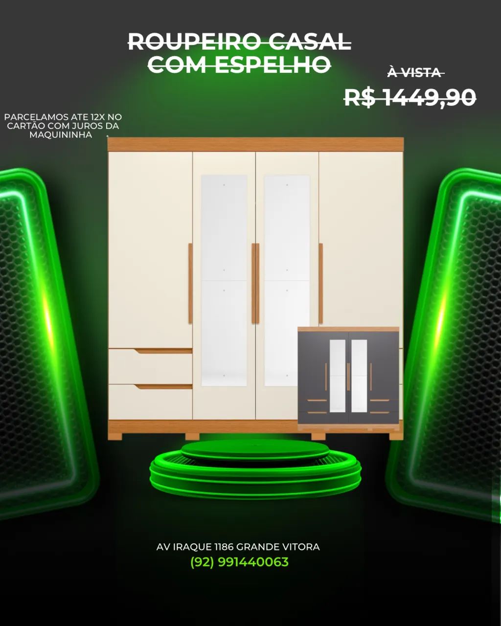 Guarda roupa casal com espelho 