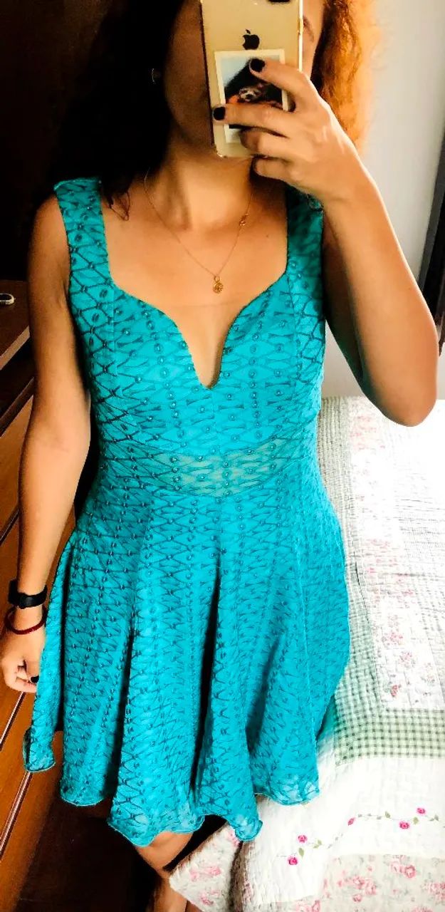 Vestido de festa verde tiffany