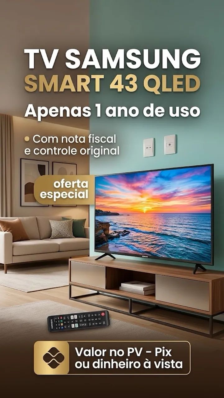 TV SAMSUNG SMART QLED 43 polegadas - Foto 2