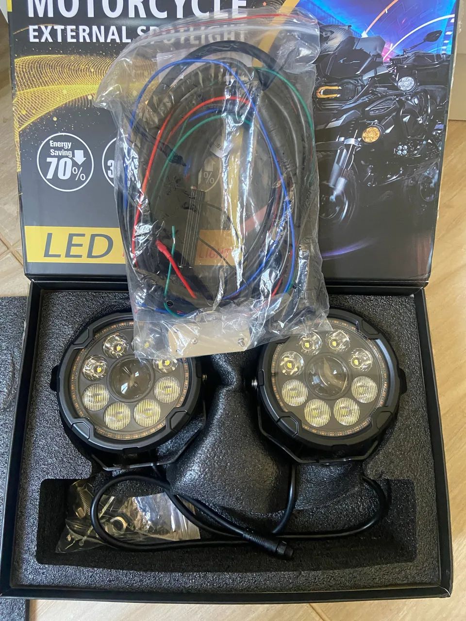 Luzes Milha Moto 4,5 polegadas, Alto e Baixo com DRL Âmbar, Milha, Neblina Big Trail - Foto 3