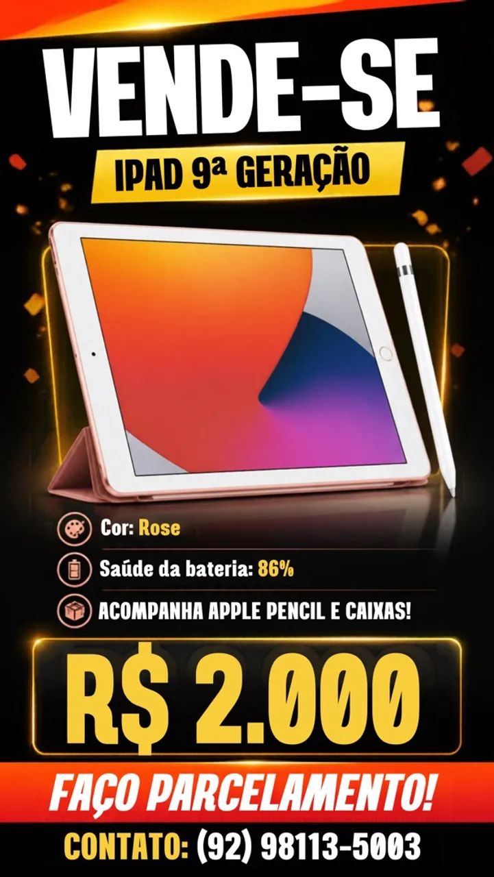 iPad 9ª geração 10.9 polegadas cor Rosé