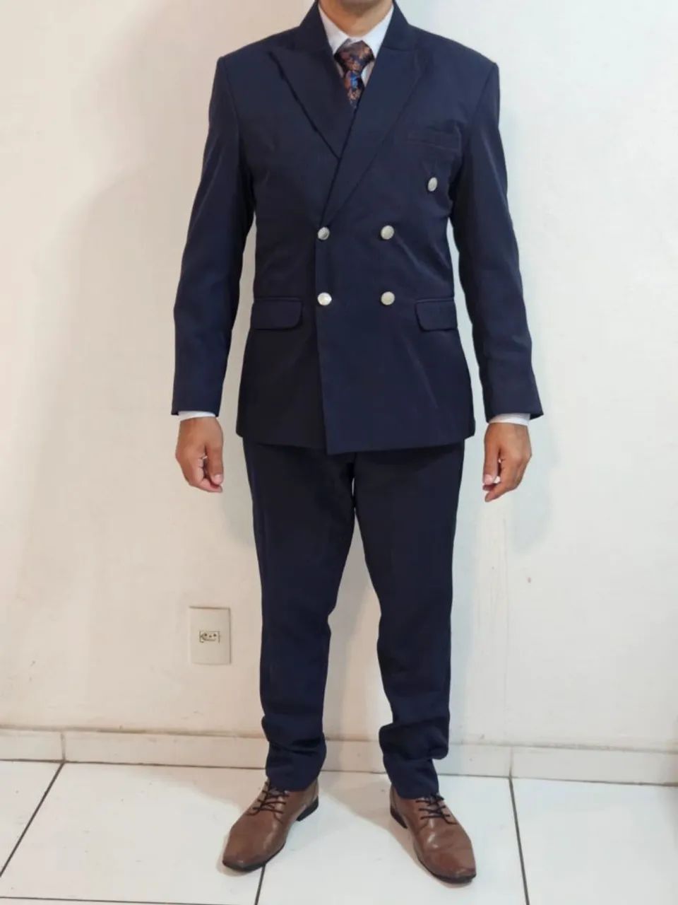 Terno Transpassado Azul Escuro - Em Perfeito Estado