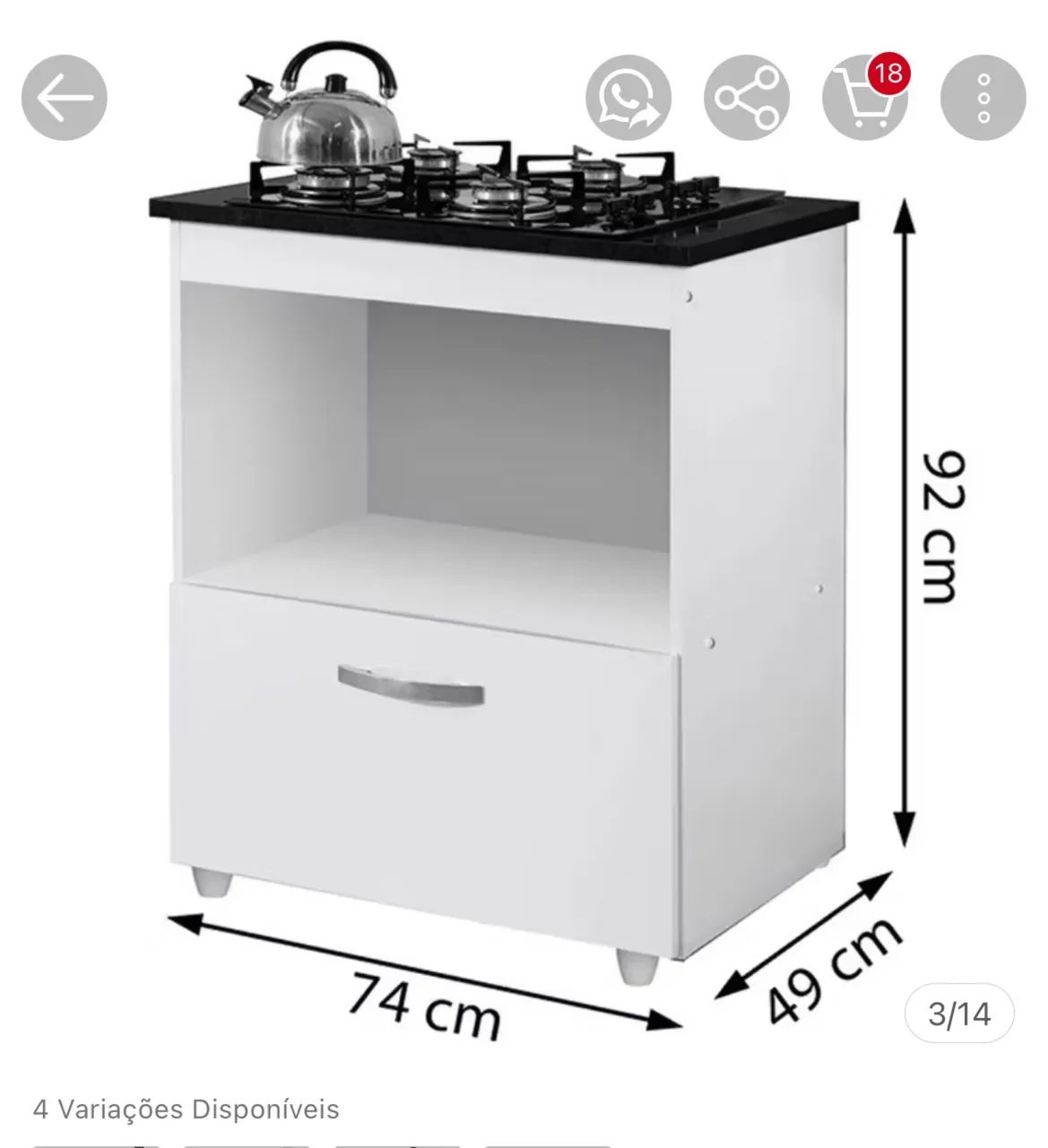 Balcão cooktop 4 bocas 