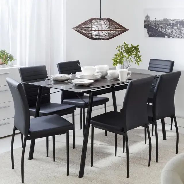 Conjunto Sala De Jantar Mesa Com 6 Cadeiras Dartagnan Just Home Collection