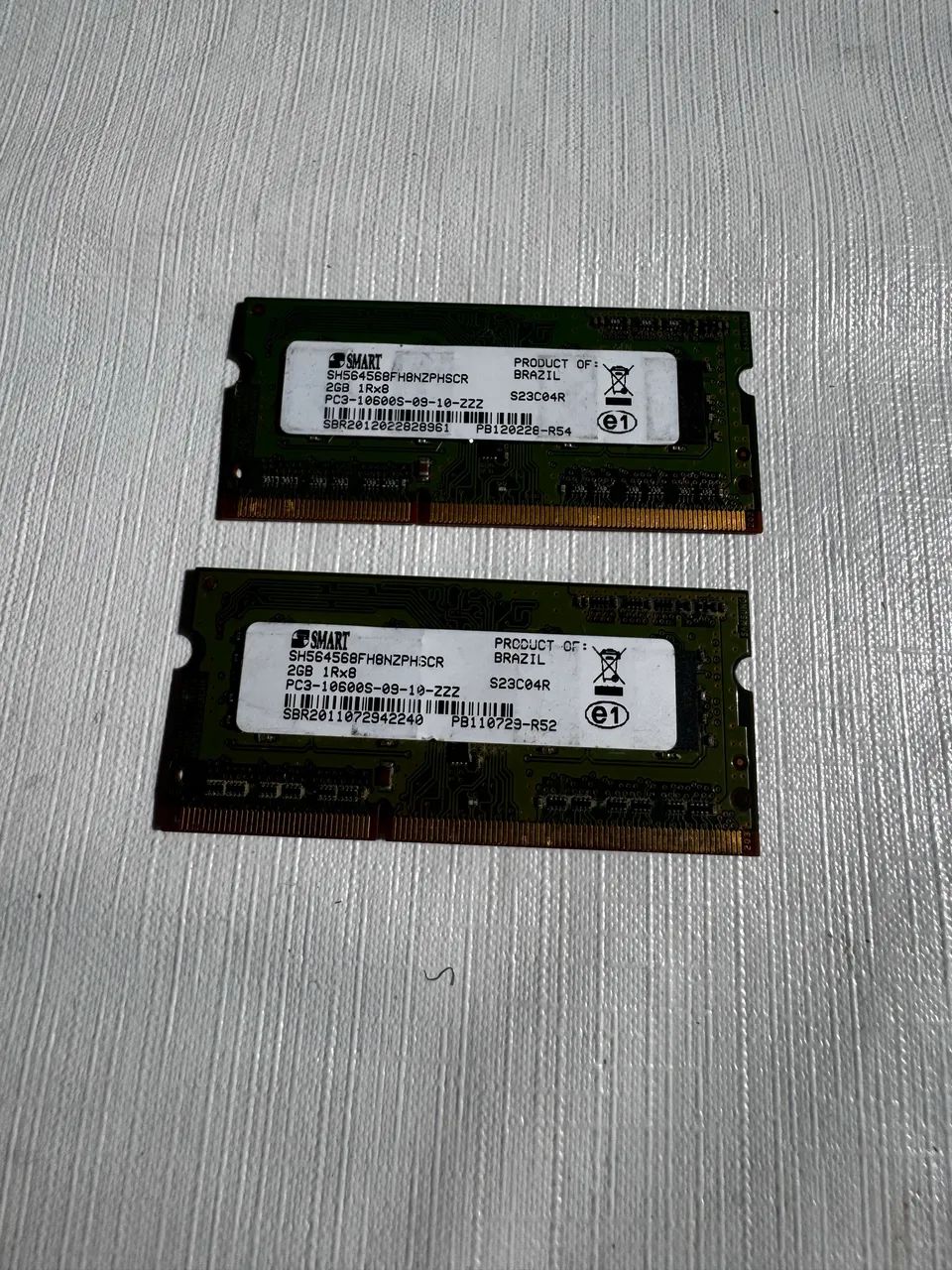 Smart memória para Notebook 2GB 1Rx8  10600s Kit c/2pçs (Usada)