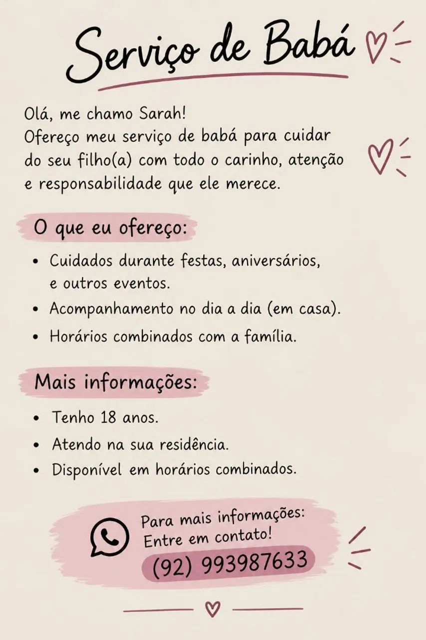 Serviço de babá em Manaus - AM