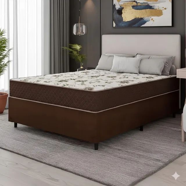 Conjunto Casal D33 (Colchão + Base Box) - 1,38x1,88m - Novo