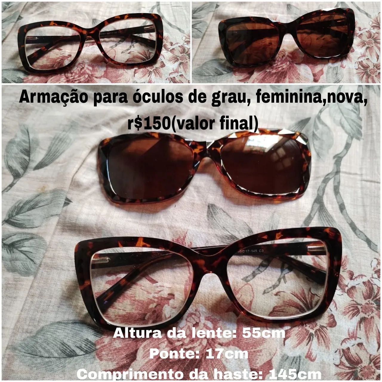 Óculos feminino novo r$150