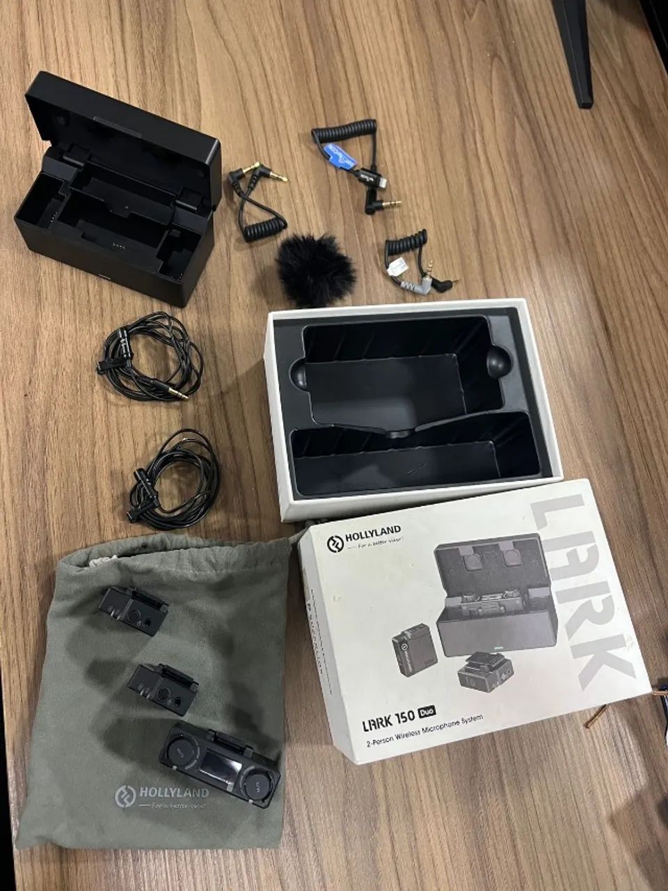 [中古美品]Hollyland Lark150 Duo デュアルワイヤレスマイク Hollyland Lark150 Duo 2.4GHzワイヤレスマイクシステム送信機2台 受信